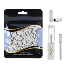 100 Pcs Nail Drill Bits, 240 Grits Sanding Bands for Nail Drill with 3.1Mm Mandr