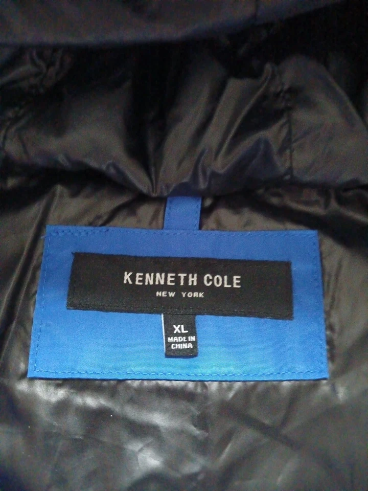  Abrigo acolchado con capucha azul Kenneth Cole New York para hombre talla XL  Foto 3 de 4