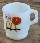 Vintage McDONALD’S “Good Morning” WHITE Milk Glass Mug ANCHOR HOCKING Fun King