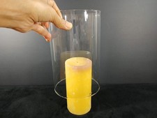 Clear Glass Open Ended Hurricane Candleholder Bottomless Cylinder Sleeve 8x4.5