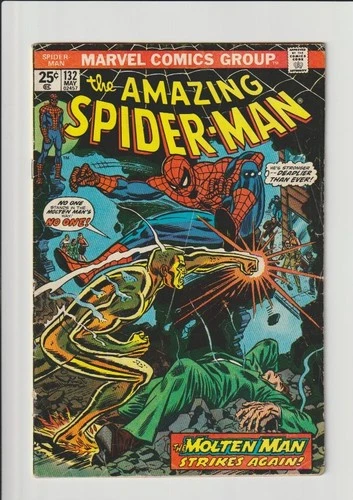 Amazing Spider-Man #132, May. 1974 Marvel Comics, Molten Man, VG