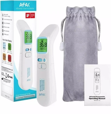 AFAC Digital No Contact Infrared Thermometer – Forehead & Ear Baby Adult Fever UK New