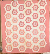 Hand Pieced 30's Vintage Grandmother's Flower Garden Antique Quilt Top