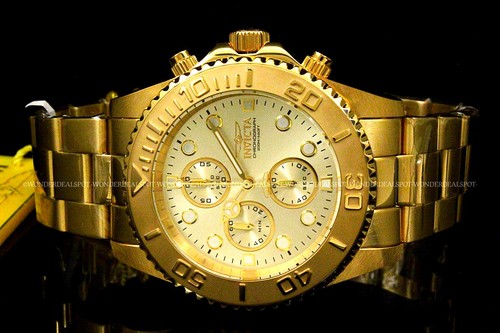 NUEVO Reloj Pulsera Invicta Pro Diver enchapado en oro 18K esfera champán cronógrafo S.S 843836017749 | eBay