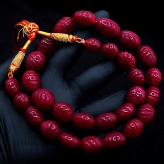 Carved Red Ruby 576.00 Cts Beautiful Beaded Womens Necklace Jewelery VK 31 E633