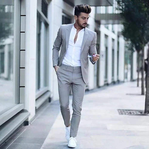 Tuta da uomo 2 pezzi sposi smoking formale matrimonio business blazer aderenza slim - Foto 8 di 28