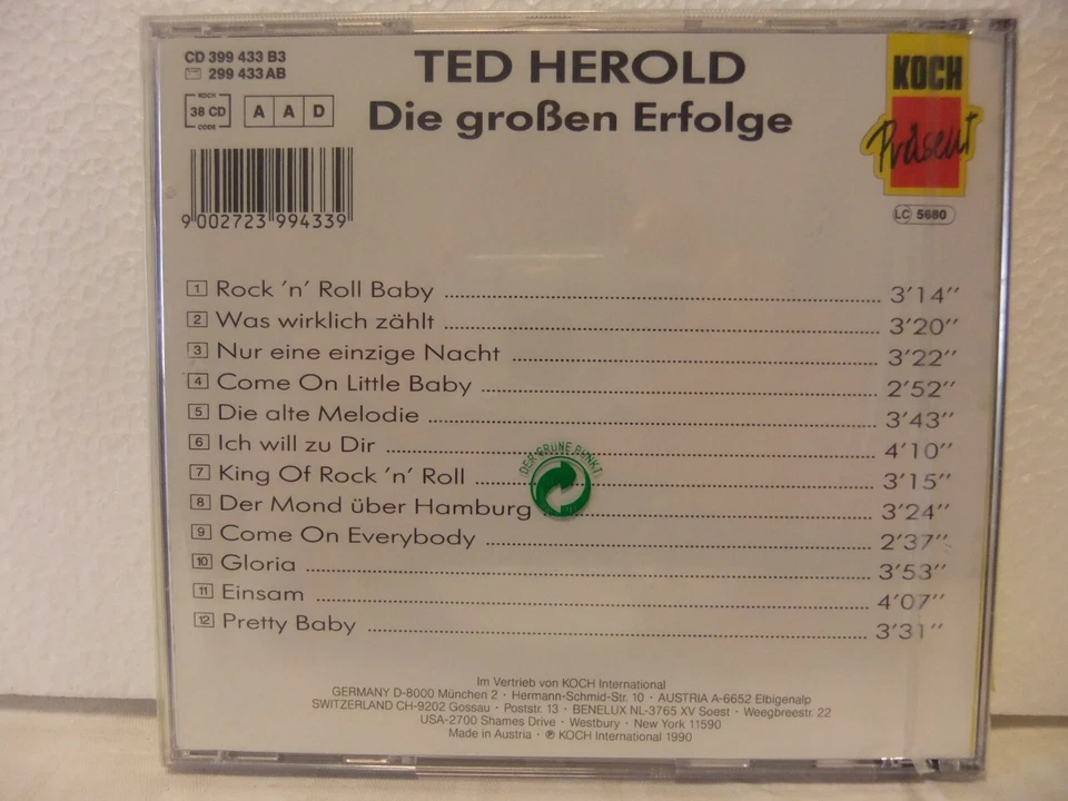 Ted Herold die grossen Erfolge CD 1990 unbenutzt - Bild 2 von 2