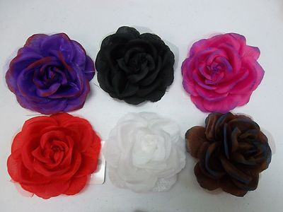 6 Hair Bow With 6 Diffrent Colors Black White Red Pink Purple Brown - FREE SHIP