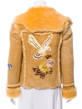 Coach 1941 Eagle Raggedy Shearling Coat $2400 Size 6 Leather Jacket Embroidered