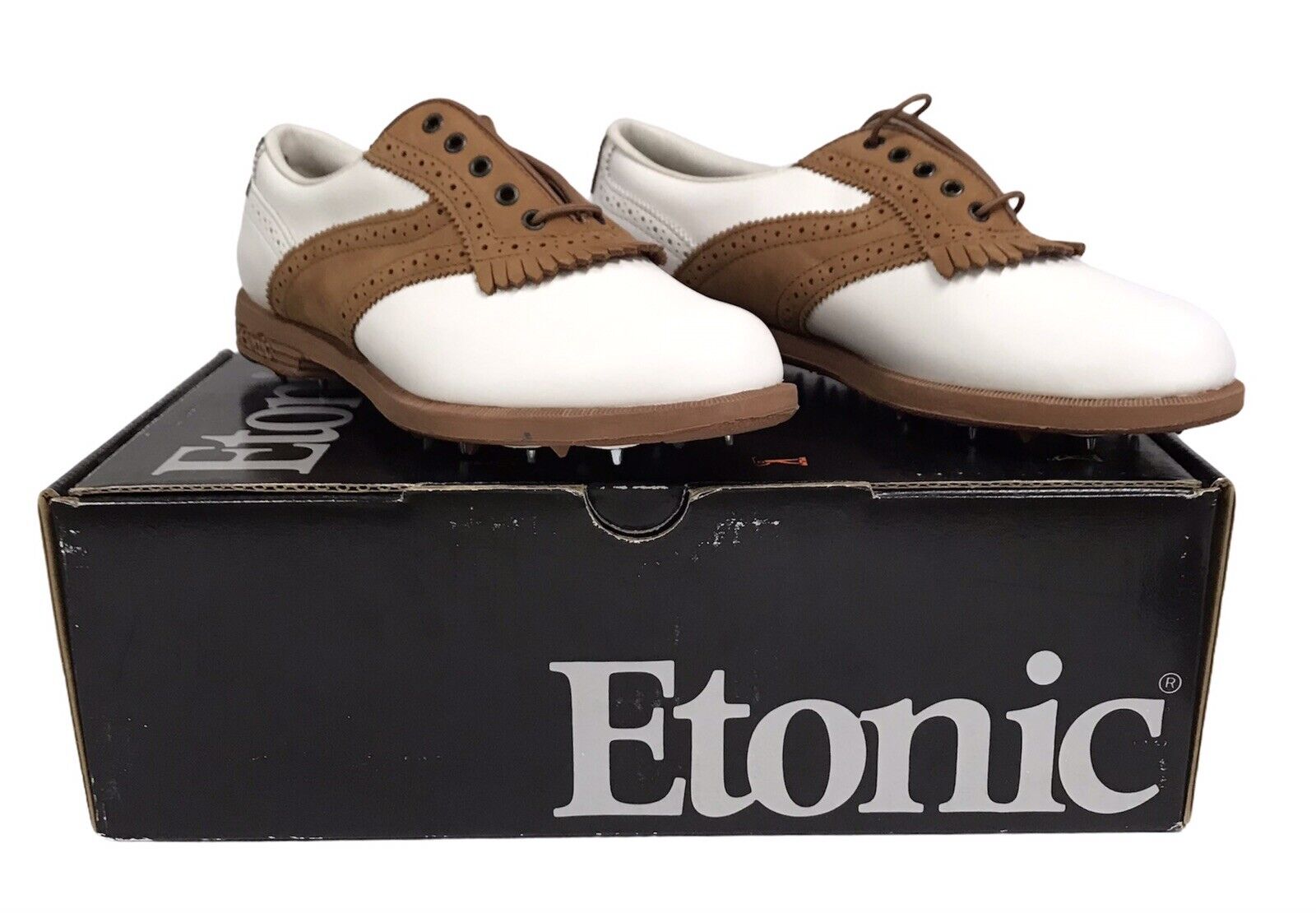 Etonic Womens 4 years warranty 8M Leather Stabilites WhiteTan Golf Limited time trial price Pac Shoes With