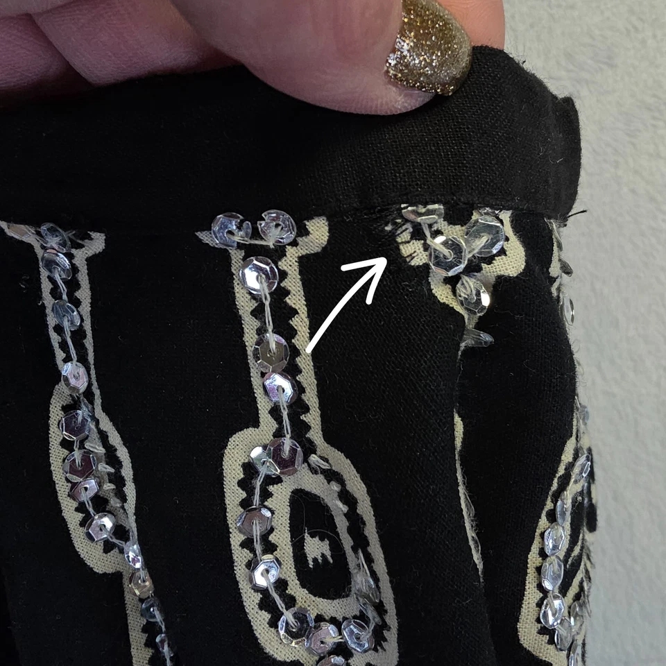 Falda Miss Me Dulce Mujer S Lentejuelas Negras Línea A Fluida Boho Festival Tribal Rodilla Foto 3 de 4