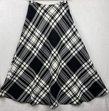 Summit Of Boston Plaid Maxi Skirt Womens 27" Waist Swing Black White Side Zip