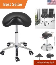 Sturdy Black Saddle Stool with Wheels - Perfect for Medical, Salon, and Kitchen