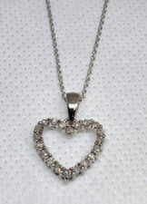 Beautiful 10K White Gold 1/4CTTW Diamond Heart Pendant with 18" 14K WG Chain
