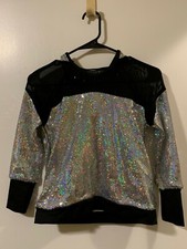 Girl's Hip Hop Dance Hoodie. Sequins, and mesh. Long sleeve.