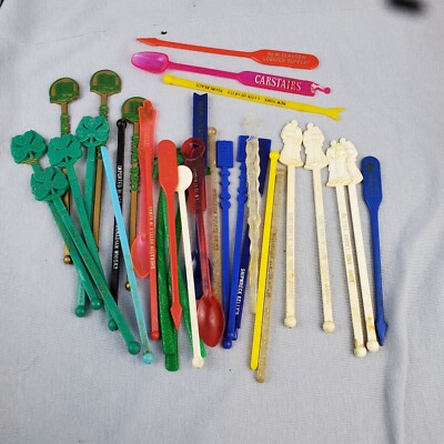 Swizzle Sticks Vtg Hilton Boston Caesars Whiskey Latin Quarter Hawaii Liquor St
