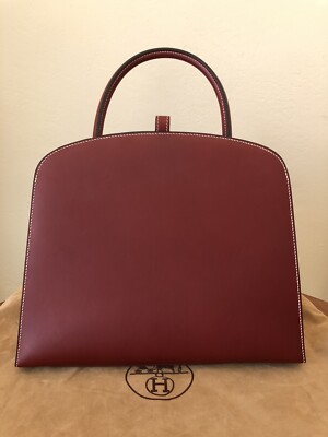 Rare! Authentic Hermes Dalvy MM Handbag Rouge H Chamonix PHW | eBay