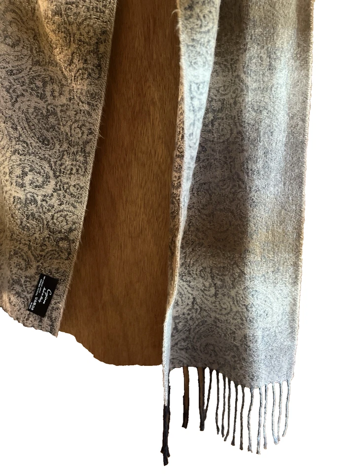 CEJON Beige Ombré Bufanda Flecos Suave Hecho en Italia 11" x 65" Silencioso Lujo Foto 4 de 4