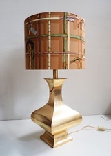 Brass vintage table lamp / shadow Fornasetti fabric
