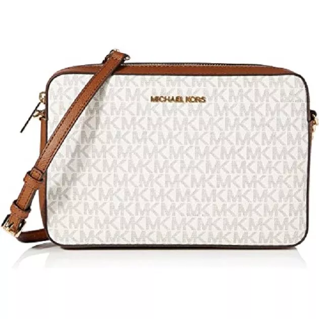 Michael Kors Jet Set Charm Saffiano Leather Crossbody Bag (Vanilla):  Handbags