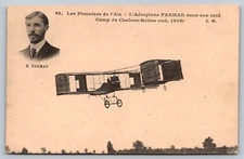 1908 Farman Biplane 1908 Raid Postcard Vintage Aviation Pioneer Chalons-Reims