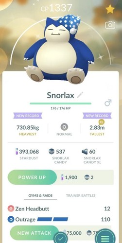 Pokémon Shiny Snorlax ( Nightcap ) GO