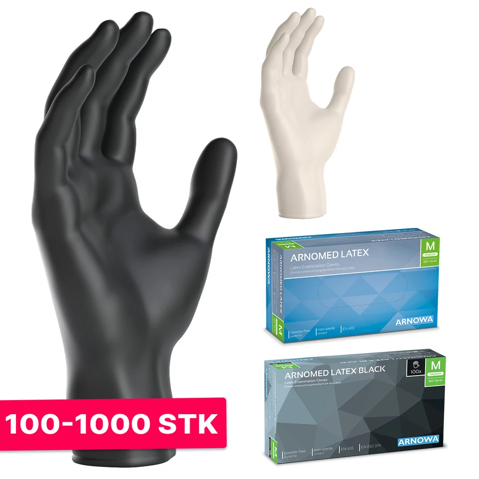 100 - 1000x Latexhandschuhe Einweghandschuhe Latex ARNOMED Latex Handschuhe S-XL