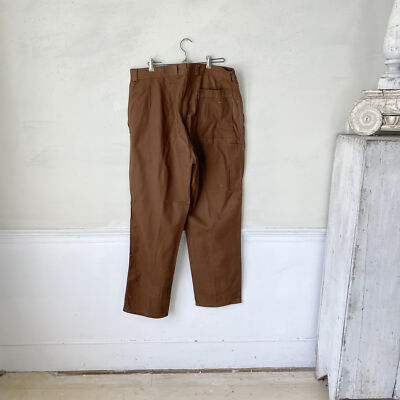 UNWORN! Vintage French Workwear Pants Brown Twill Cotton Trousers