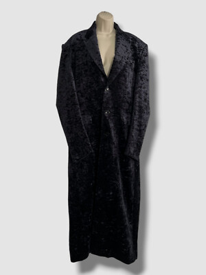 $4725 Vetements Unisex Black Single Breasted Velvet Tailored Coat Size S