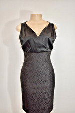 St. John Black Satin & Lace Cocktail Dress Size 0 On Sale nt