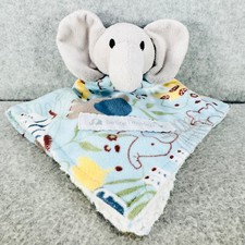 Petite LAmour Elephant Lovey Blue Gray Security Blanket Fleece Sherpa