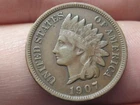 1907 Indian Head Cent Penny- VF/XF Details, Chocolate Brown