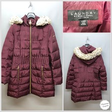 Laundry By Shelli Segal La Women’s Red Long Puffer Parka Jacket Large Hooded