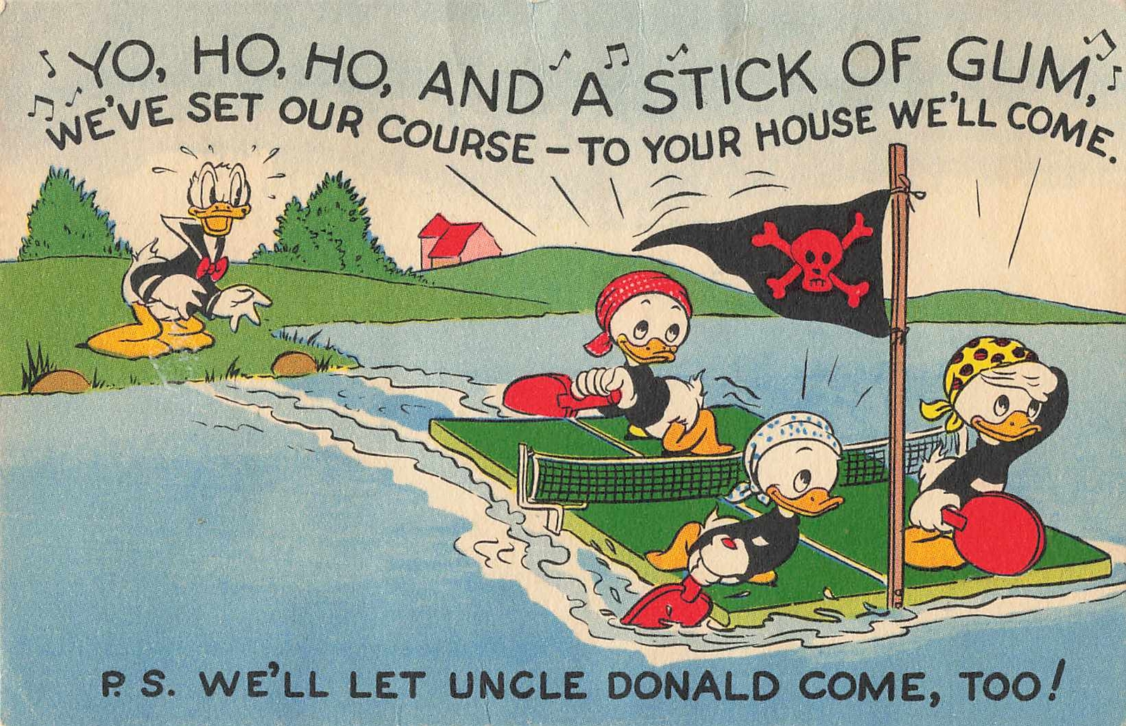 Vintage 1951 Disney Comics Subscription Postcard Featuring Donald Duck and Huey Dewey Louie-image