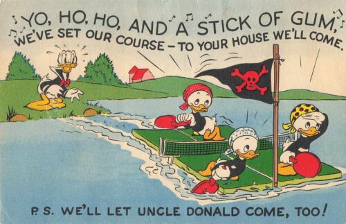 Rara cartolina abbonamento Disney Comics 1951 Paperino Huey Dewey Louie  - Foto 1 di 2