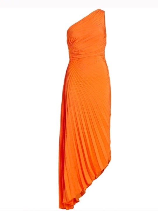 A.L.C. Delfina Plisse Pleated Cutout Dress Citrus Orange NEW with tags