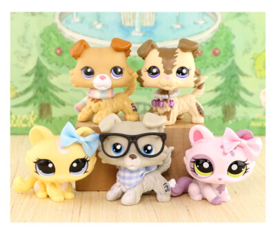 5pcs Toy Pet Shop lps Collie and Crouching cat Rare LPS Pet with