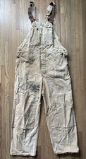 Vintage Carhartt Bib Overalls Men SZ 40x30 Brown Duck Canvas Double Knee Unlined