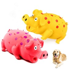 2-Pack Squeaky Pig Dog Toys - Durable Rubber Chew Toys with Oinking  Grunting S