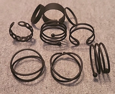 #ad #ad 9pc Stackable Styles of Decorative Black Rings $15.00