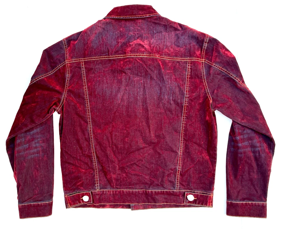 Men's Forever 21 Burgundy Denim Jacket Medium Faux Suede Textured NWOT - Image 2 of 4