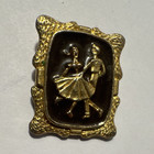Gold Tone Framed Couple Dancing Pinback Pin - Framed Dancing Couple Design — photo 1
