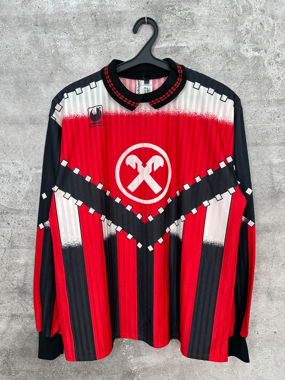 VINTAGE 1994 UHLSPORT TEMPLATE FOOTBALL SHIRT #12 ALBANIA HOME JERSEY SIZE XL