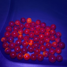 Vintage UV Glow Glass Marbles Opaque Red Orange Tones Lot Of 60 Various Sizes