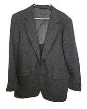 VTG Warren Sewell Blazer Mens 44L 100 Wool Gray/Navy Tweed Sport Coat Formal