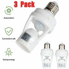 3 Pack Infrared PIR Motion Sensor E27 LED Light Lamp Bulb Holder Socket Switch