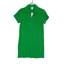 LOFT Beach Polo Terry Mini Dress S NEW Bright Apple Green Summer Vacation
