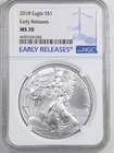 2018 1oz Silver American Eagle MS70 NGC 4650104-026 Early Releases