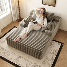 62" Oversized Boneless Chaise Lounge Sofa Bed Reading Chair Corduroy Cloud Couch
