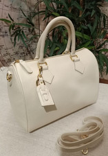 Borsa bauletto VERA PELLE colore beige a mano e c/tracolla - c/portachiavi